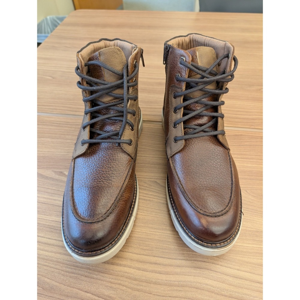Franco Fortini Men Ken Cognac Leather Ankle Lace Up Lug Boots 10.5 Brown 503805